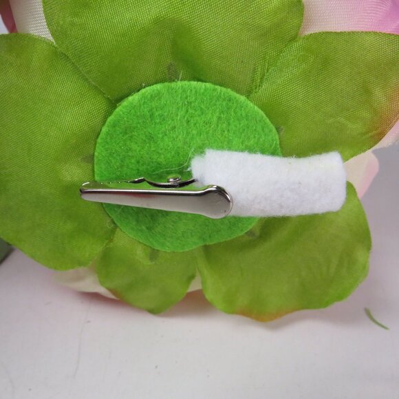 Pink Peony Faux Floral Corsage with Alligator Clip 5x5 1/2 Spring Hat Attachment - Picture 4 of 6